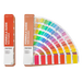 Fanned out PANTONE Formula Guide fan showing colour patches and ink mixing formulations for matching and sharing colours with your design team.