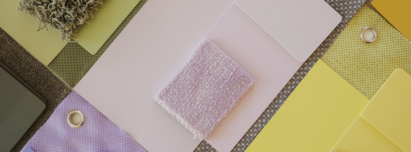 Swatches of various colours, each in multiple fabrics, materials, and textures.