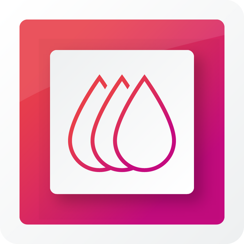 Fiery XF 9 Product Profiler logo of three ink drops on a pink background