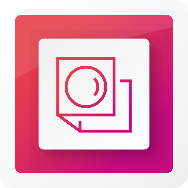 Fiery XF 9 Product Verifier logo of a magnifier on a pink background