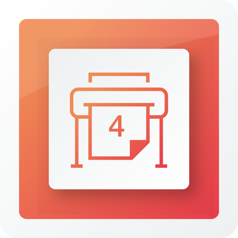 Fiery XF 9 Software Printer Options orange logo showing a large scale printer with a number 4