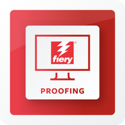 Fiery XF 9 Software Licence & 1 YR SMSA logo of a monitor with the Fiery logo and the text "PROOFING" on a red background