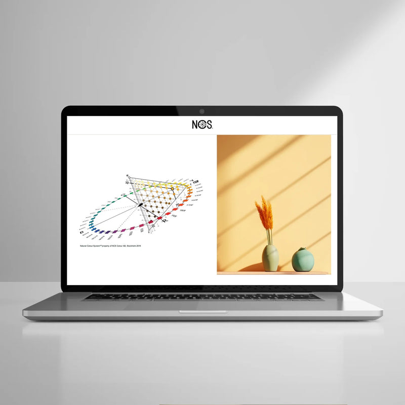 A laptop screen showing part of the NCS Colour Communication Course.