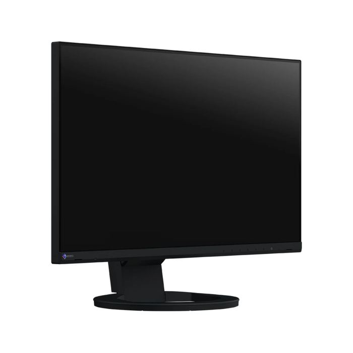 An image of the EIZO FlexScan EV2490 24 Inch Full HD Monitor in black from the front at a 45 degree angle.