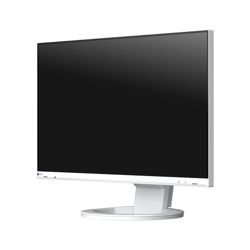 An image of the EIZO FlexScan EV2490-WT 24 Inch Full HD Monitor in white from the front at a 45 degree angle.