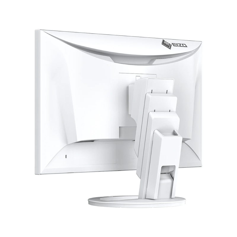 An image of the EIZO FlexScan EV2490-WT 24 Inch Full HD Monitor in white from the back at a 45 degree angle.