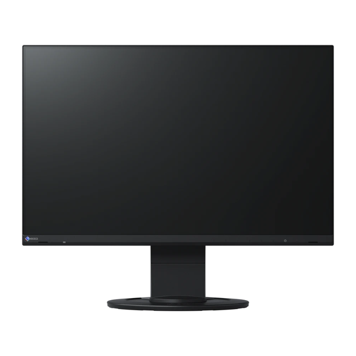 The EIZO FlexScan EV2360 23 Inch Full HD Monitor in black shown from the front with an adjustable base.