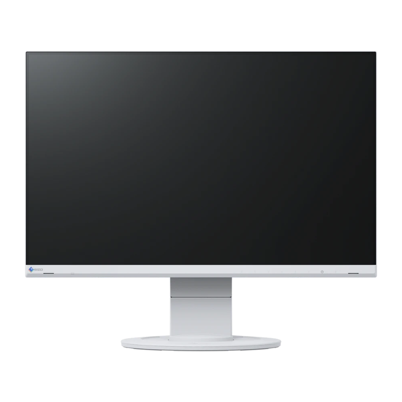 The EIZO FlexScan EV2360-WT 23 Inch Full HD Monitor in white shown from the front on an adjustable base.
