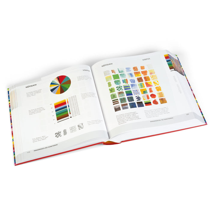 RAL's The Colour Dictionary: The Colourfulness of the Words is a hardback book by Axel Venn and Janina Venn-Rosky. This page shows various colour combinations against RAL colour numbers and applications.