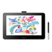 Wacom One Creative Pen Display Graphics Tablet shown with an illustration on the screen and its pen lying next to it.