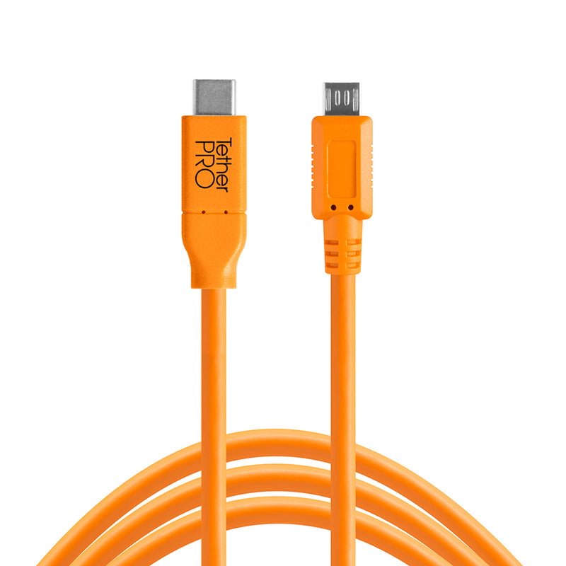 Tether Tools TetherPro USB-C to Micro-B 5-Pin 15' (4.6m) Cable Orange