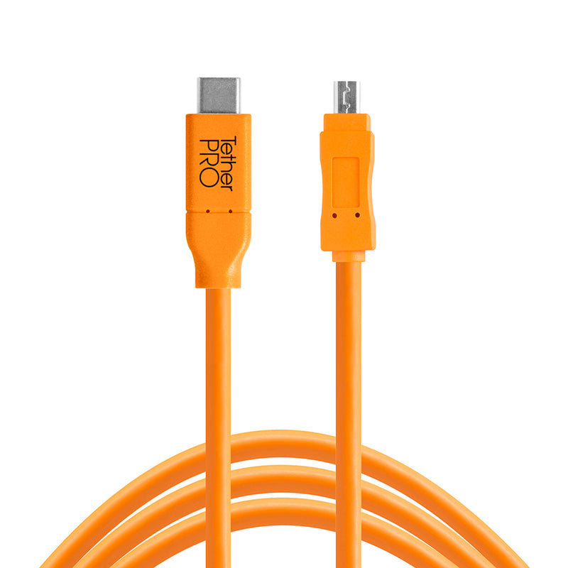 Tether Tools TetherPro USB-C to Mini-B 8-Pin 15' (4.6m) Cable Orange