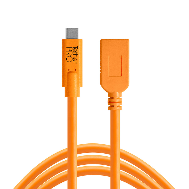 Tether Tools TetherPro USB-C to USB Female Adapter 15' (4.6m) Cable Orange