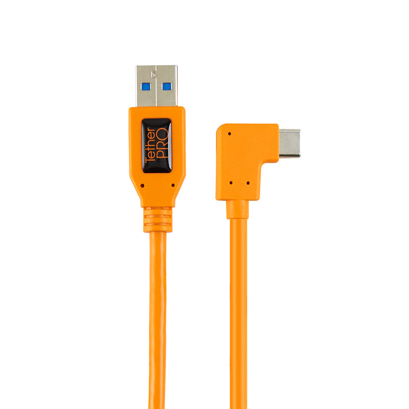 Tether Tools TetherPro USB 3.0 to USB-C Right Angle Pigtail 20" (50cm) Cable Orange