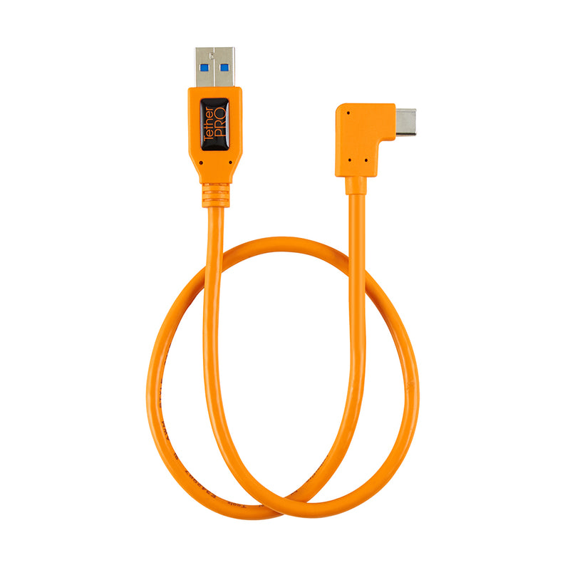 Tether Tools TetherPro USB 3.0 to USB-C Right Angle Pigtail 20" (50cm) Cable Orange