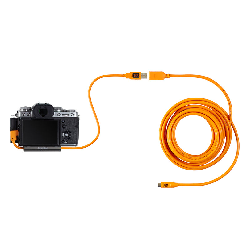Tether Tools TetherPro USB 3.0 to USB-C Right Angle Pigtail 20" (50cm) Cable Orange