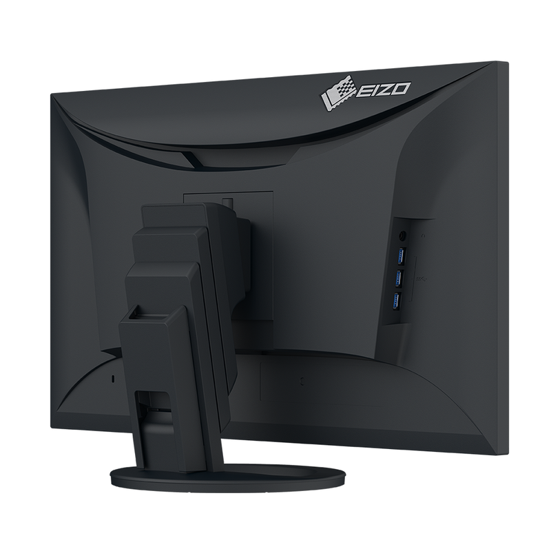 An image of the EIZO EV2795 27-inch LED FlexScan Monitor in black from the back at a 45 degree angle.