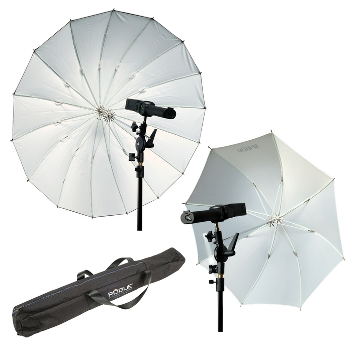Rogue Umbrella Travel Kit (38” with Diﬀuser + 32” Shoot Thru)