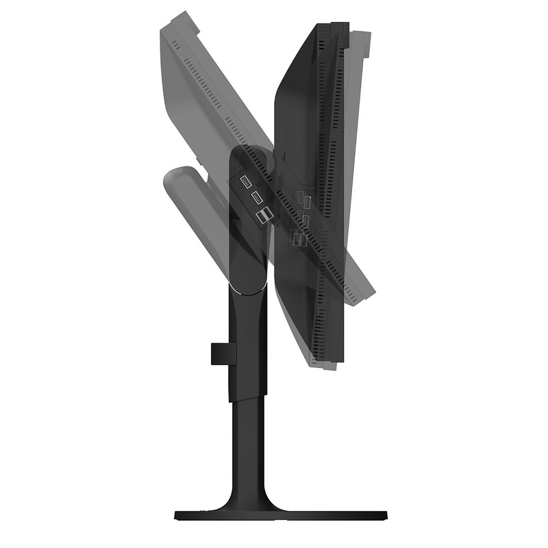 Eizo ColorEdge CG2700X 27 inch Monitor in black shown from the side. it is being tilted on its mount so that the screen angle can be adjusted.